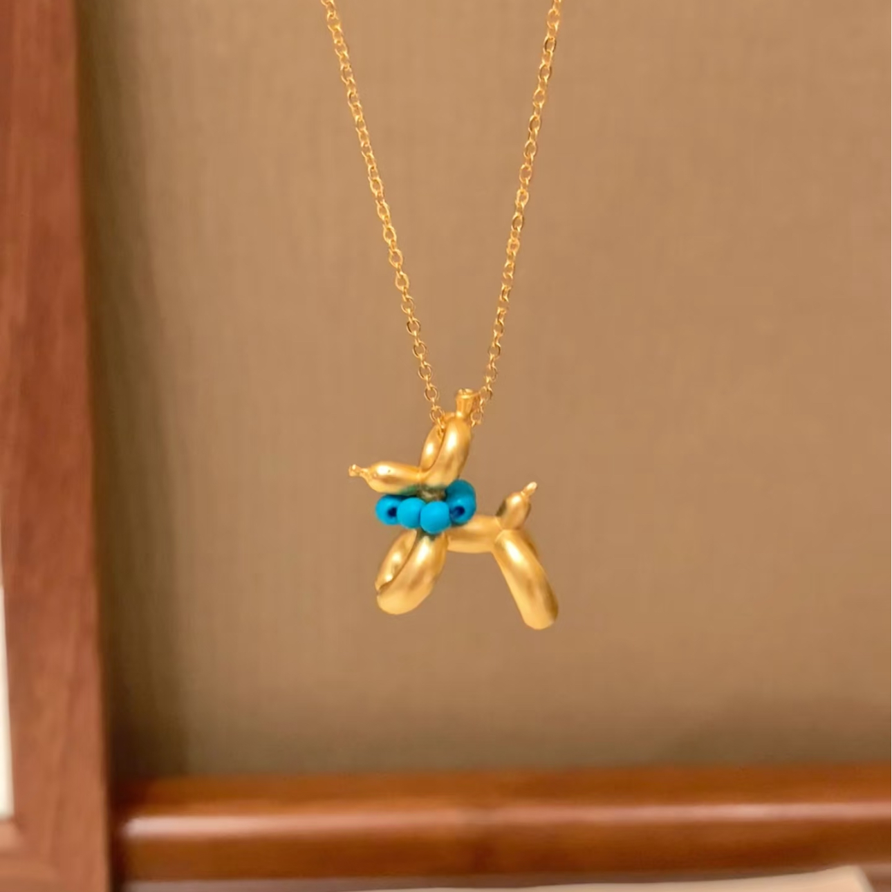 铜合金项链 立体气球小狗挂件项链超可爱百搭设计感颈链高级