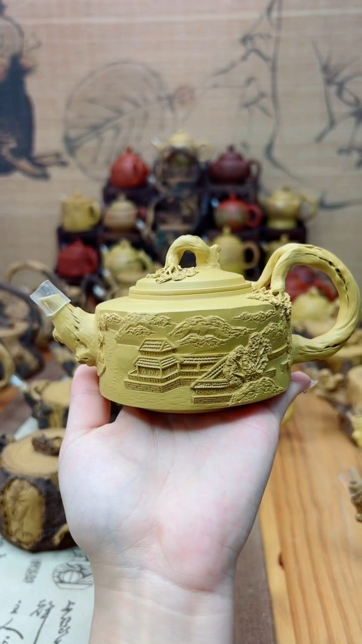 茶壶紫砂山水人家德钟壶
