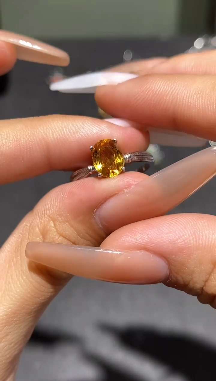 戒指蓝宝石银S925镶嵌戒指