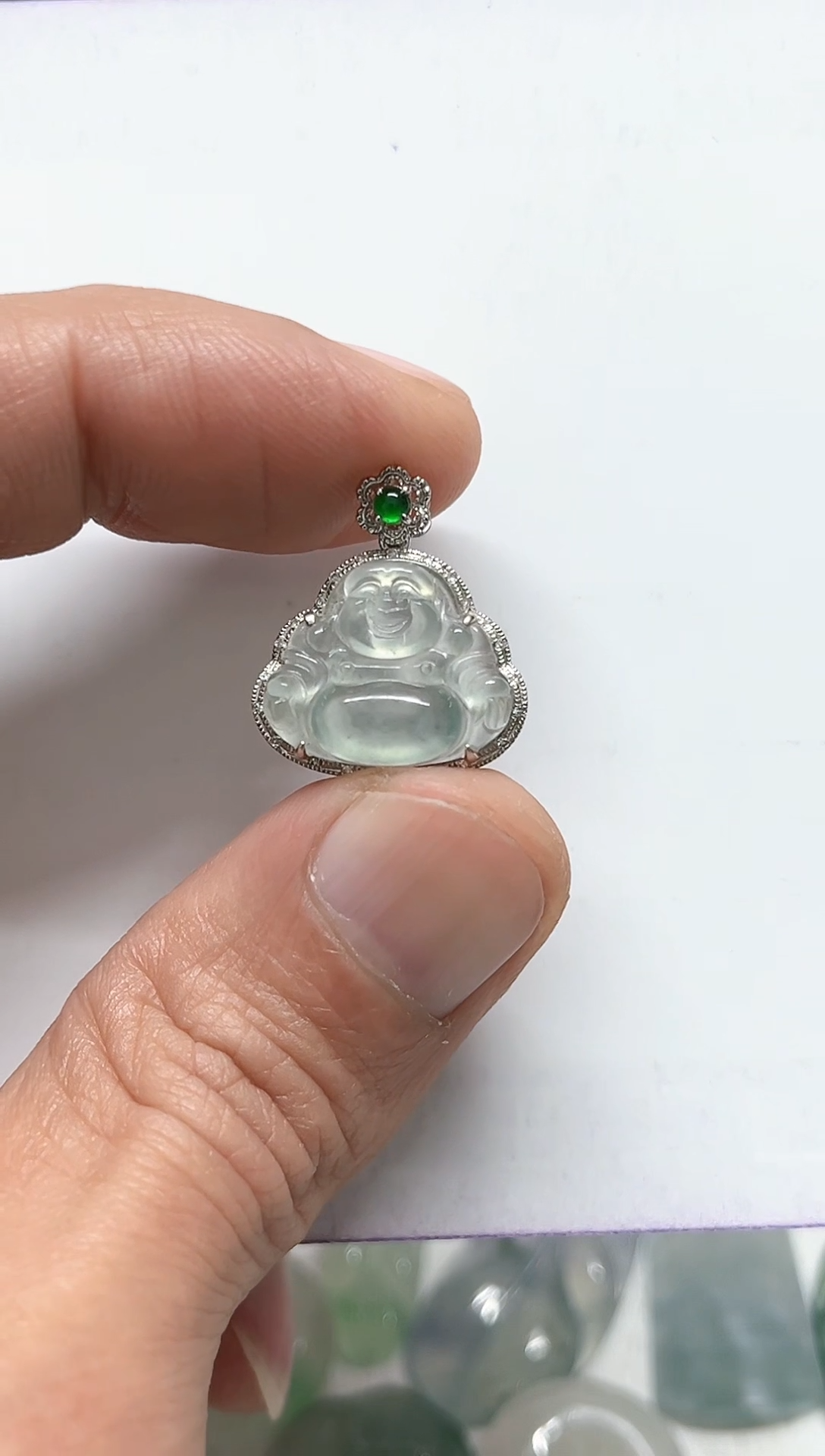 【闪购商品】翡翠颈饰18K金镶嵌天然缅甸A货翡翠吊坠
