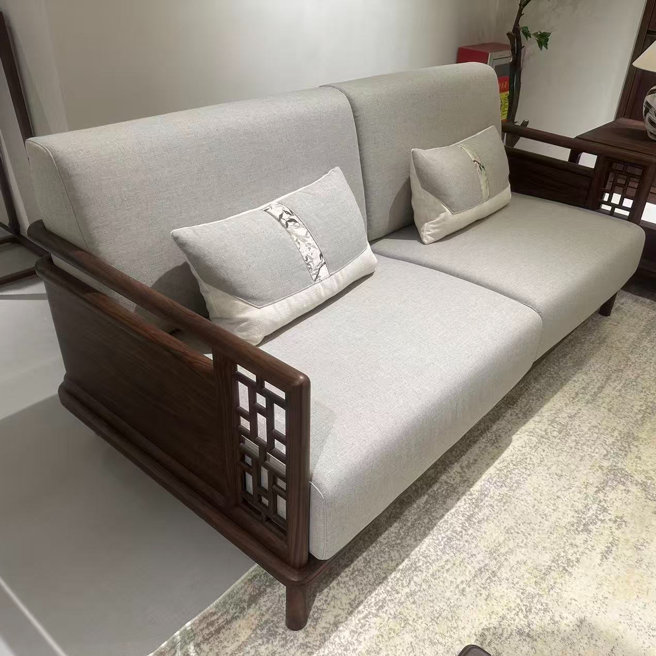 高博铭品宋氏美学沙发赛鞋木豆原木沙发客厅家具实木家具501沙发