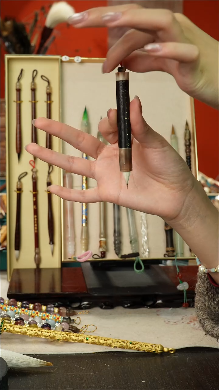 158号闪孤品高货毛笔链接 清水试笔 蘸墨不退