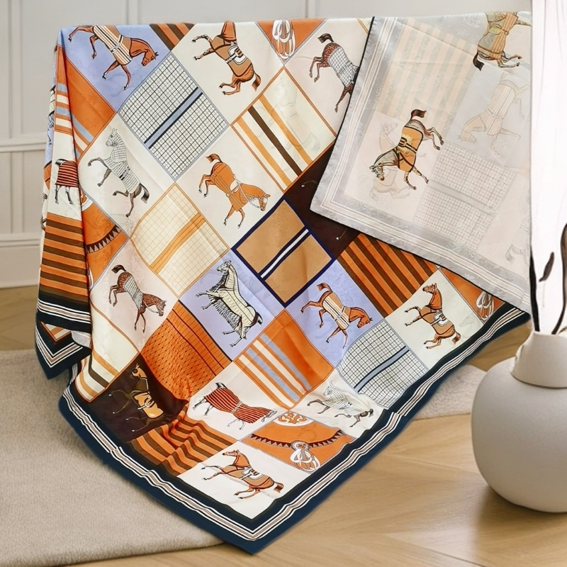 清 门店款SHSTORY品牌捡漏C30双面140cm骏马大方巾提花萝轻奢礼物