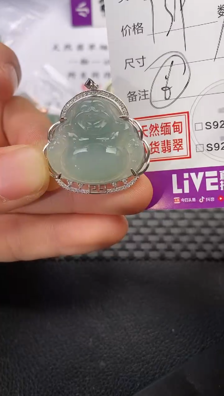 颈饰银S925镶嵌翡翠大***臭挂件