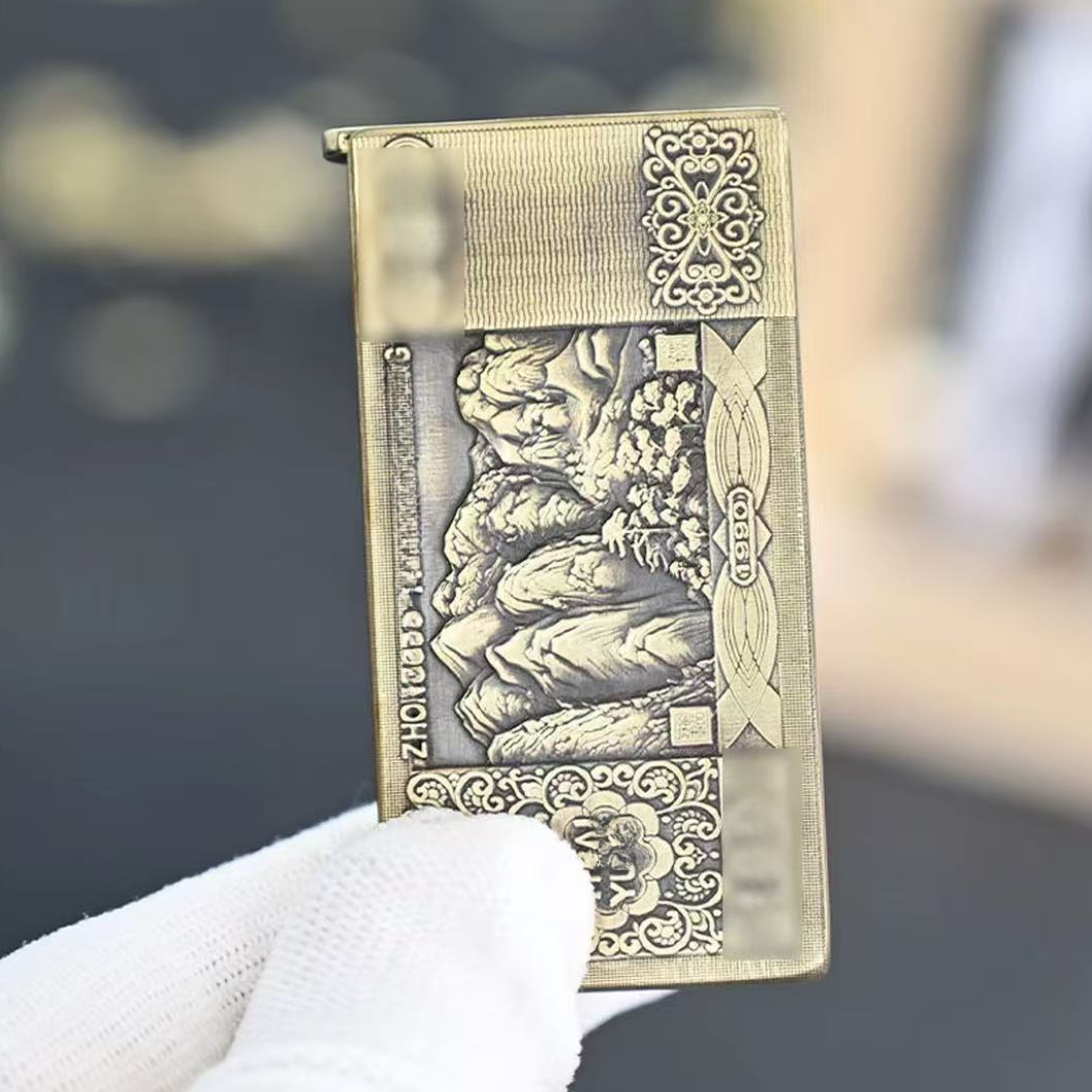 ZORRO佐罗753超薄二代升降机黄铜浮雕百元大钞复古男士打火机