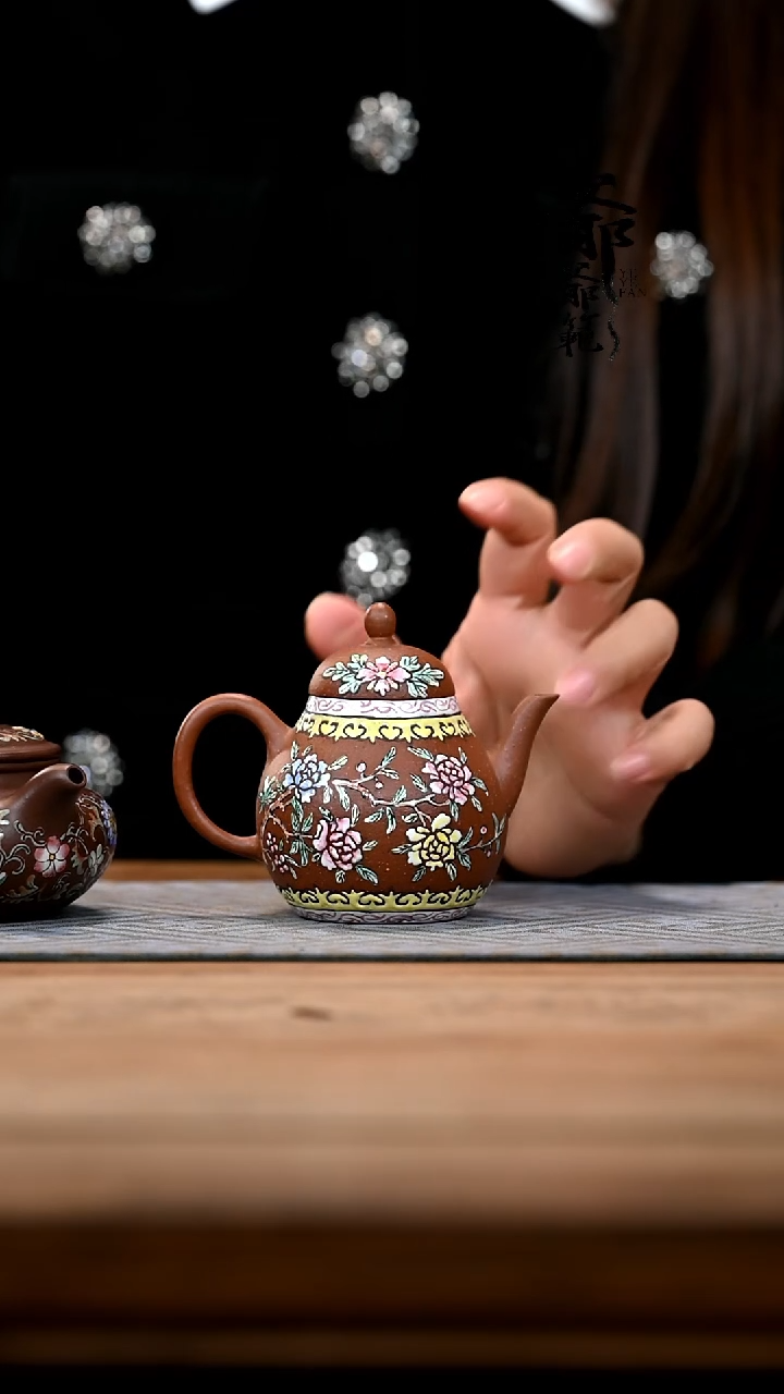 茶壶紫砂笑****^【老壶】珐琅彩
