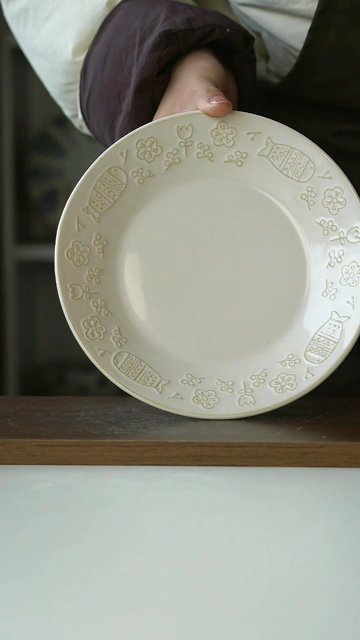 【闪购商品】陶瓷花和鱼沙拉碗微瑕20cm@4-2@