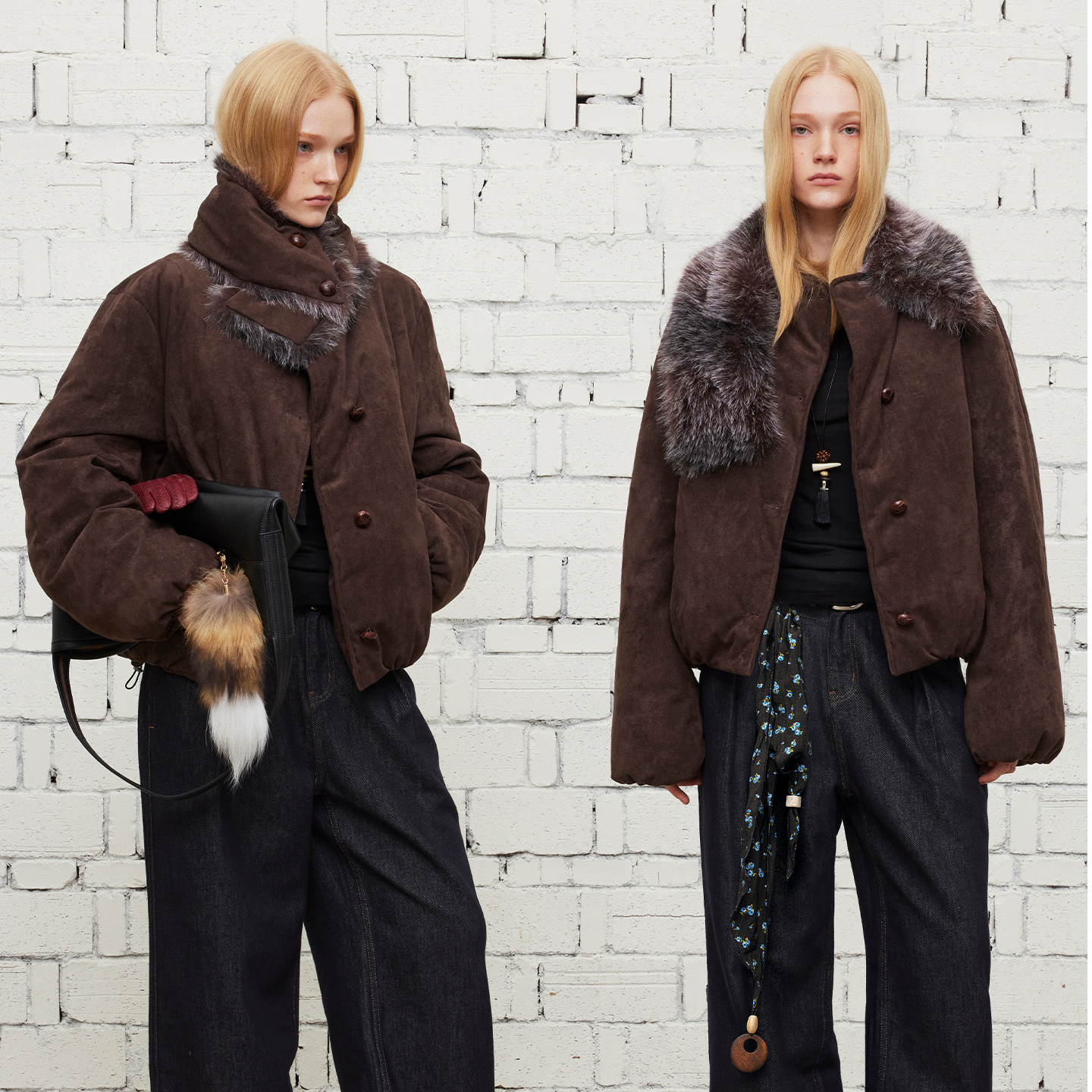 河岸家设计师Dpercent【迪丽热巴王楚然】 围巾麂皮棉服外套25秋冬