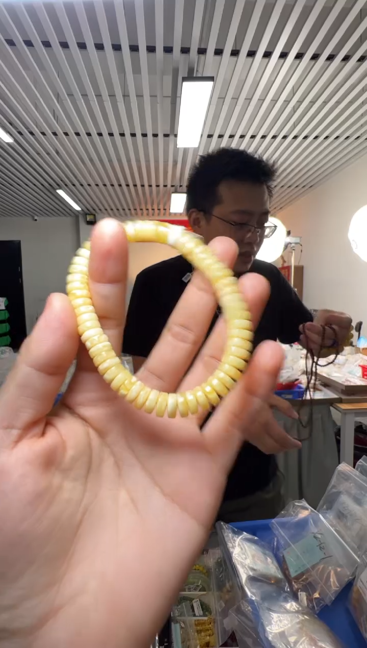 未镶嵌蜜蜡手串约7mm蜜蜡精工药片手串