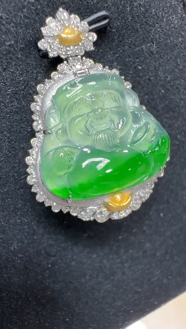翡翠18K金镶嵌吊坠(不含链)多样性团购发一件