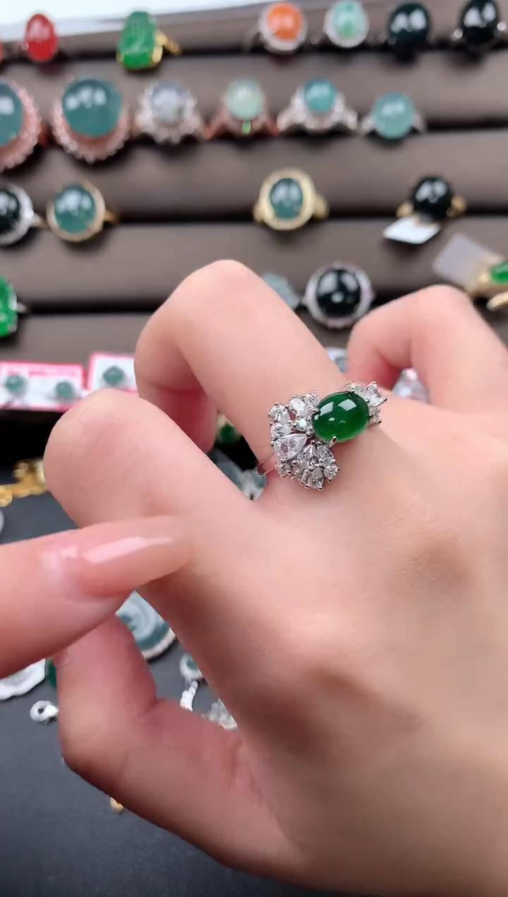 【闪购商品】翡翠戒指银S925镶嵌2141