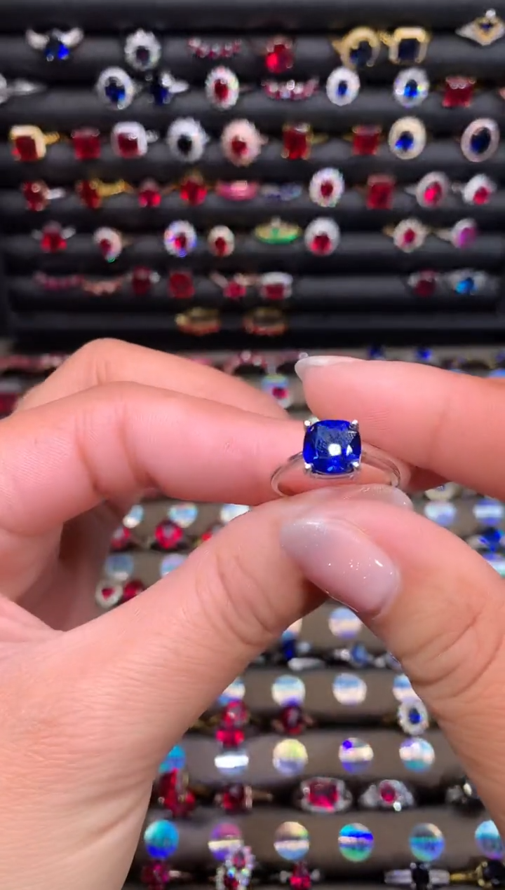 【闪购商品】蓝宝石戒指银S925镶嵌8