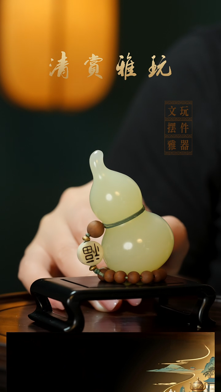 玉《手捻葫芦》手把件摆件