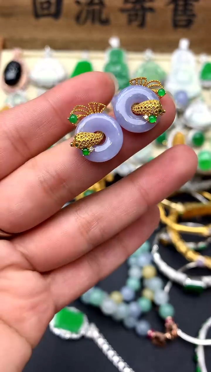 【闪购商品】翡翠耳饰18K金镶嵌279-中国好珍宝