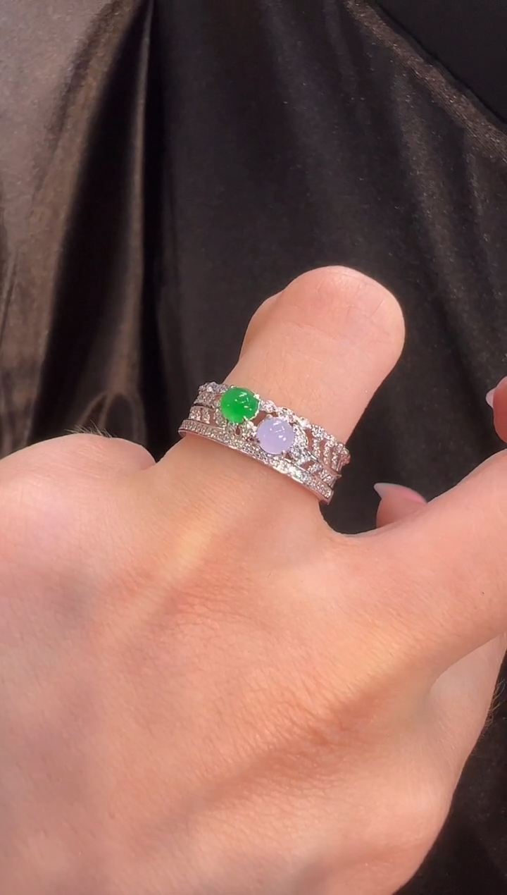 【闪购商品】翡翠戒指18K金镶嵌戒指