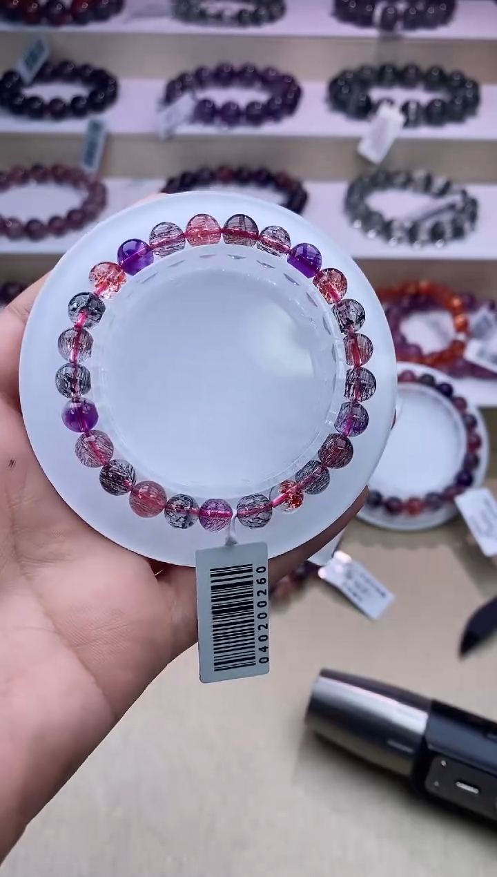 水晶手链未镶嵌黑加仑超七单圈7m+