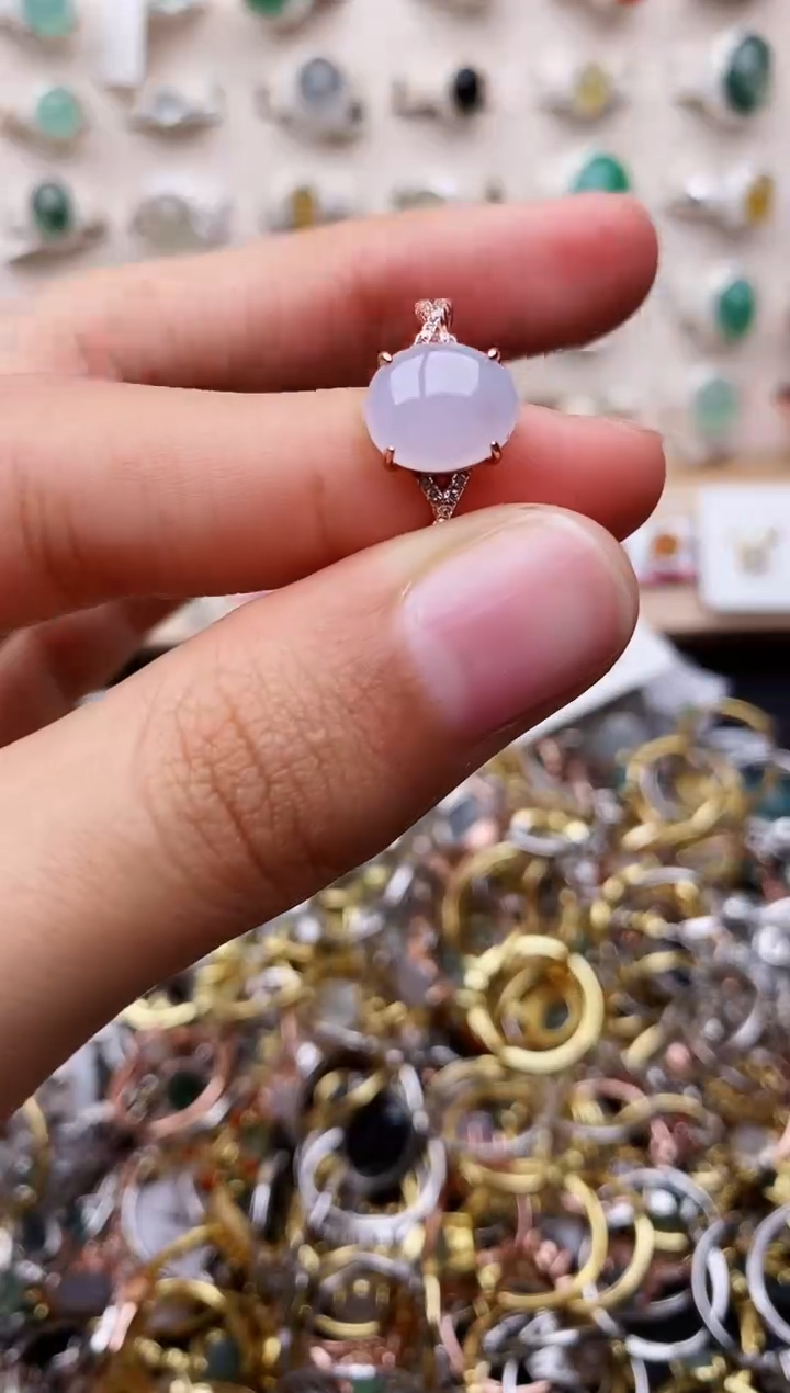 【闪购商品】翡翠戒指银S925镶嵌缅甸翡翠