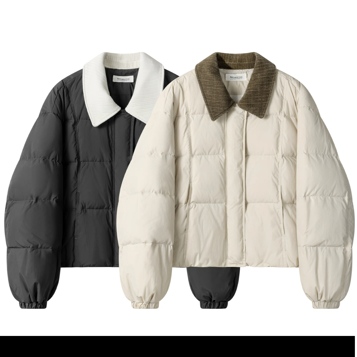2025气质灯芯绒拼接翻领棉服冬季保暖棉服韩版百搭外套