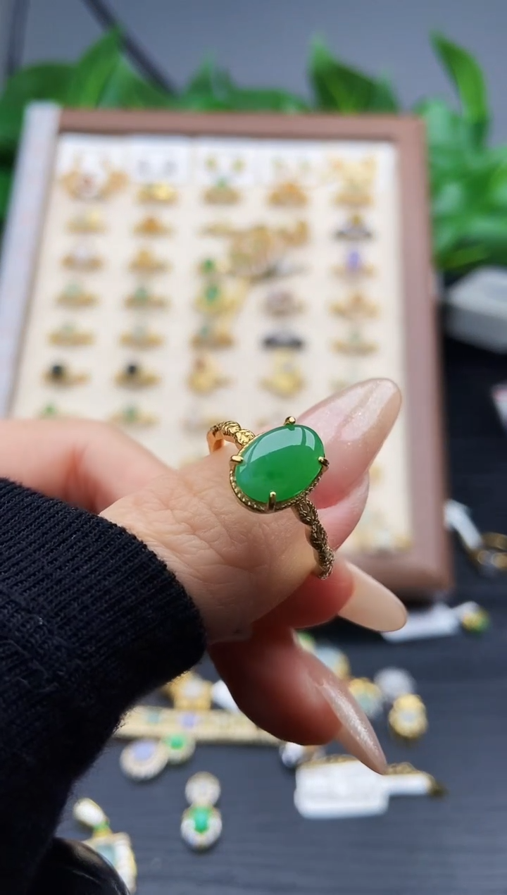 银S925镶嵌戒指翡翠12