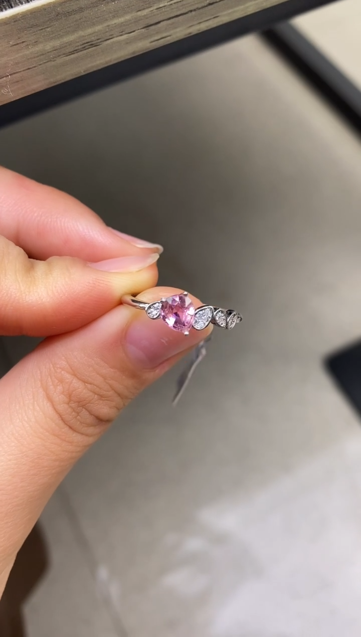 银S925镶嵌戒指碧玺天然碧玺戒指