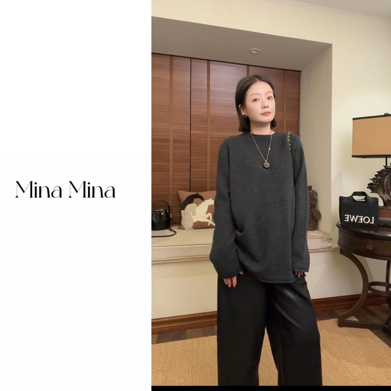 Mina 【卷边毛衣】  2025初冬款极简洋气羊毛长袖圆领上衣2025Q2371