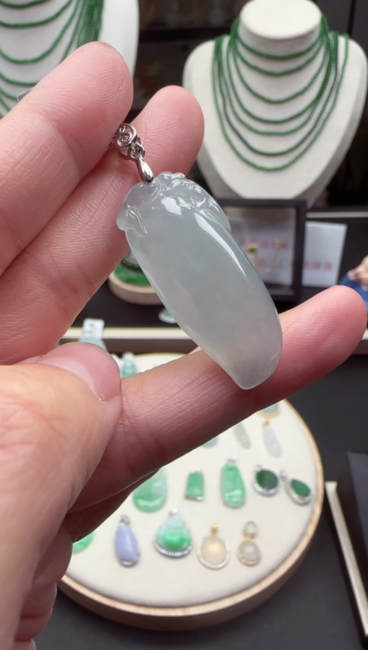 【闪购商品】翡翠吊坠(不含链)银S925镶嵌【海莎一口翠】翡翠挂件1