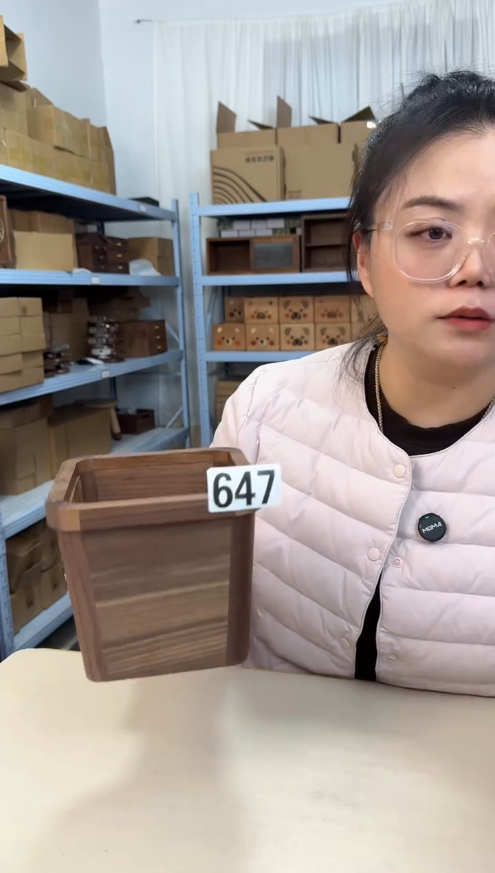 木647北美黑胡桃桌面垃圾桶特价款孤品