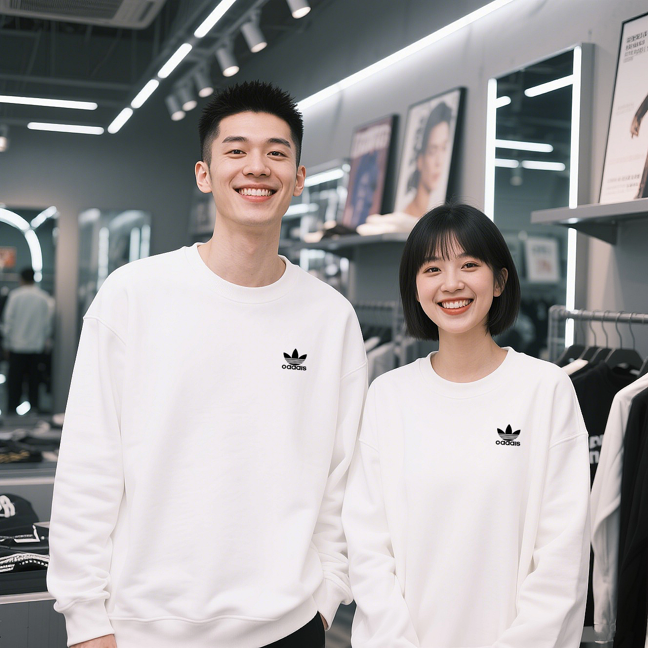 【奧特莱斯】现货现发三叶草情侣秋冬圆领卫衣加绒加厚运动长袖上衣