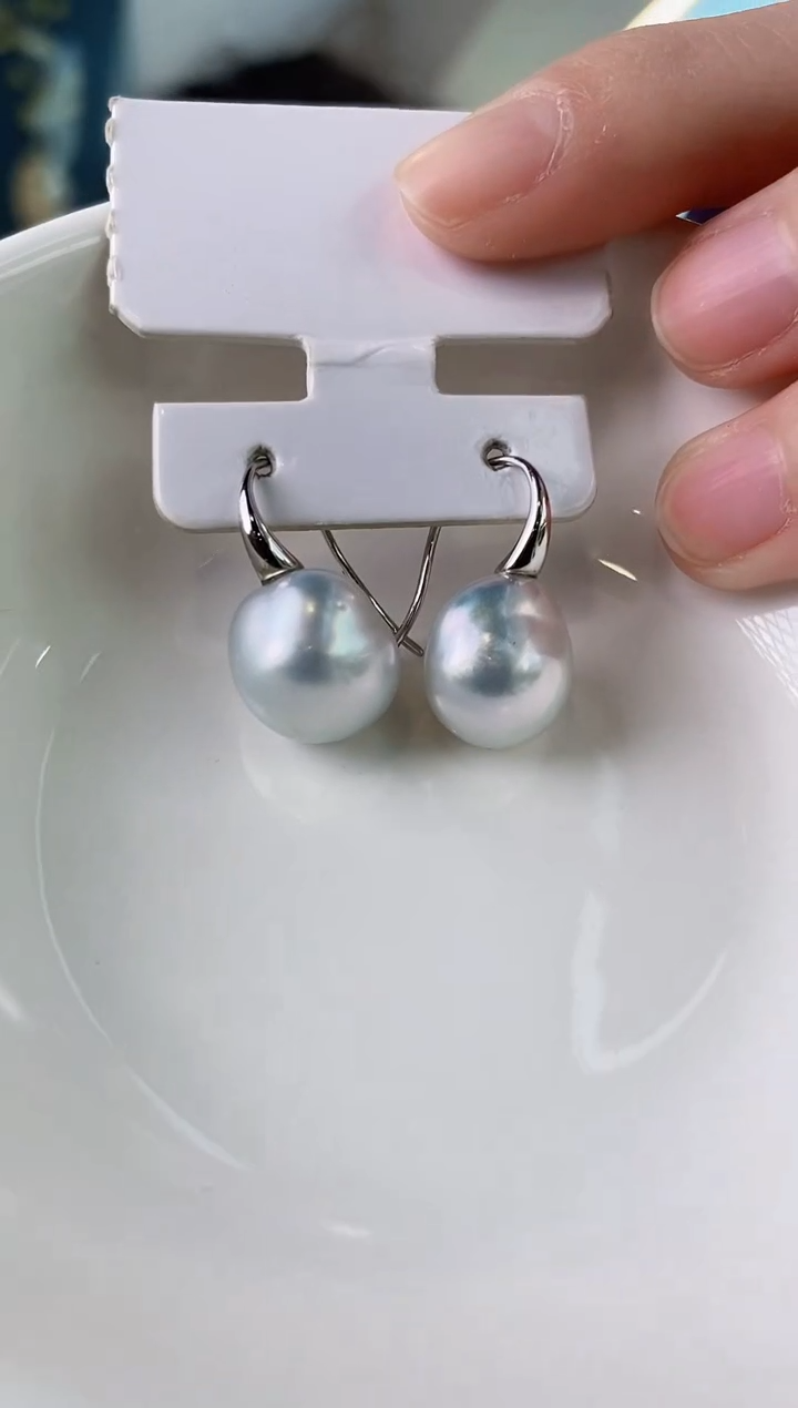 【闪购商品】海水珍珠耳饰银S925镶嵌12-13海水珍珠耳饰