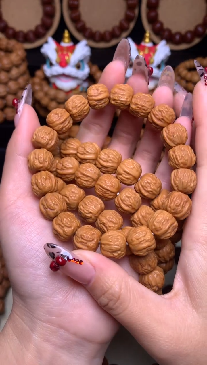 【闪购商品】文玩核桃手串12-13mm+金蟾蛤蟆头龙炎深雕全品