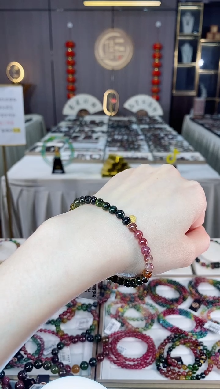 未镶嵌老矿碧玺单圈圈手串5mm+碧玺dan多样性发货一条