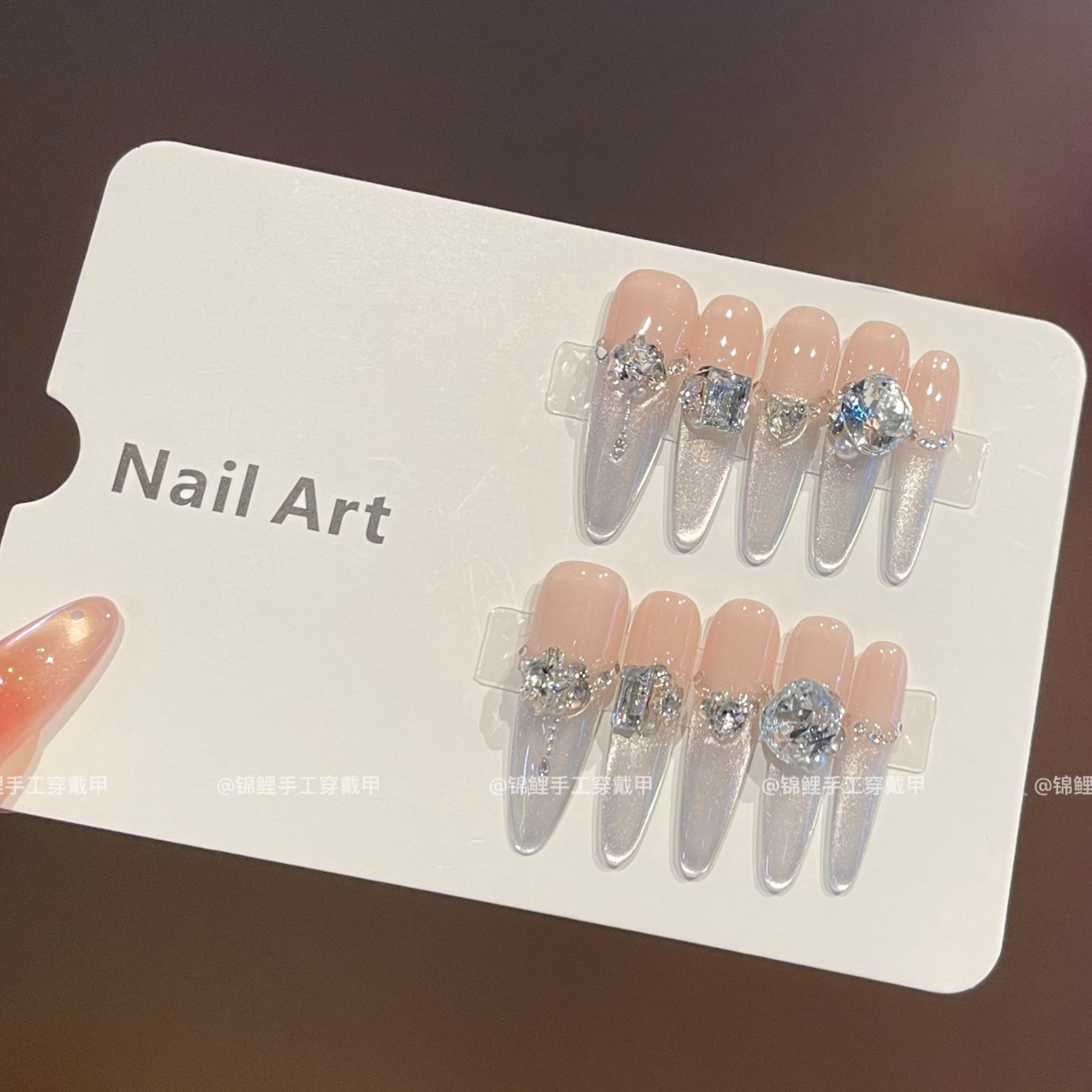 【迷雾碎冰冰】手工显白渐变玻璃珠猫眼 锦鲤穿戴甲