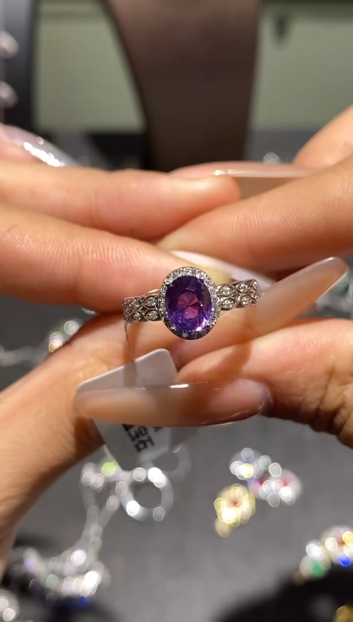 戒指蓝宝石银S925镶嵌戒指