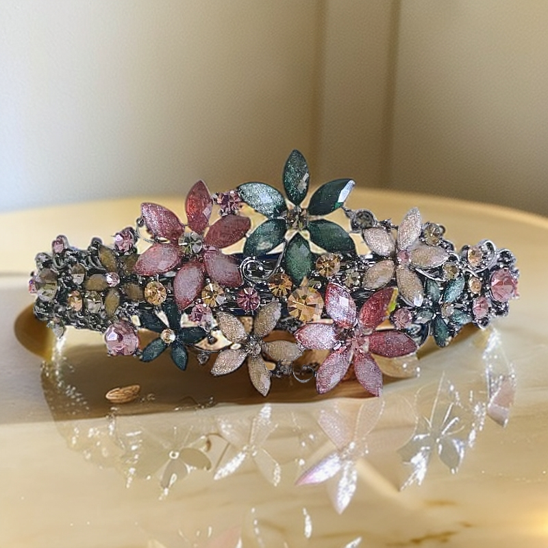 头饰夹子高贵太太奥钻繁花大号弹簧夹一字横夹高马尾夹子高档发夹