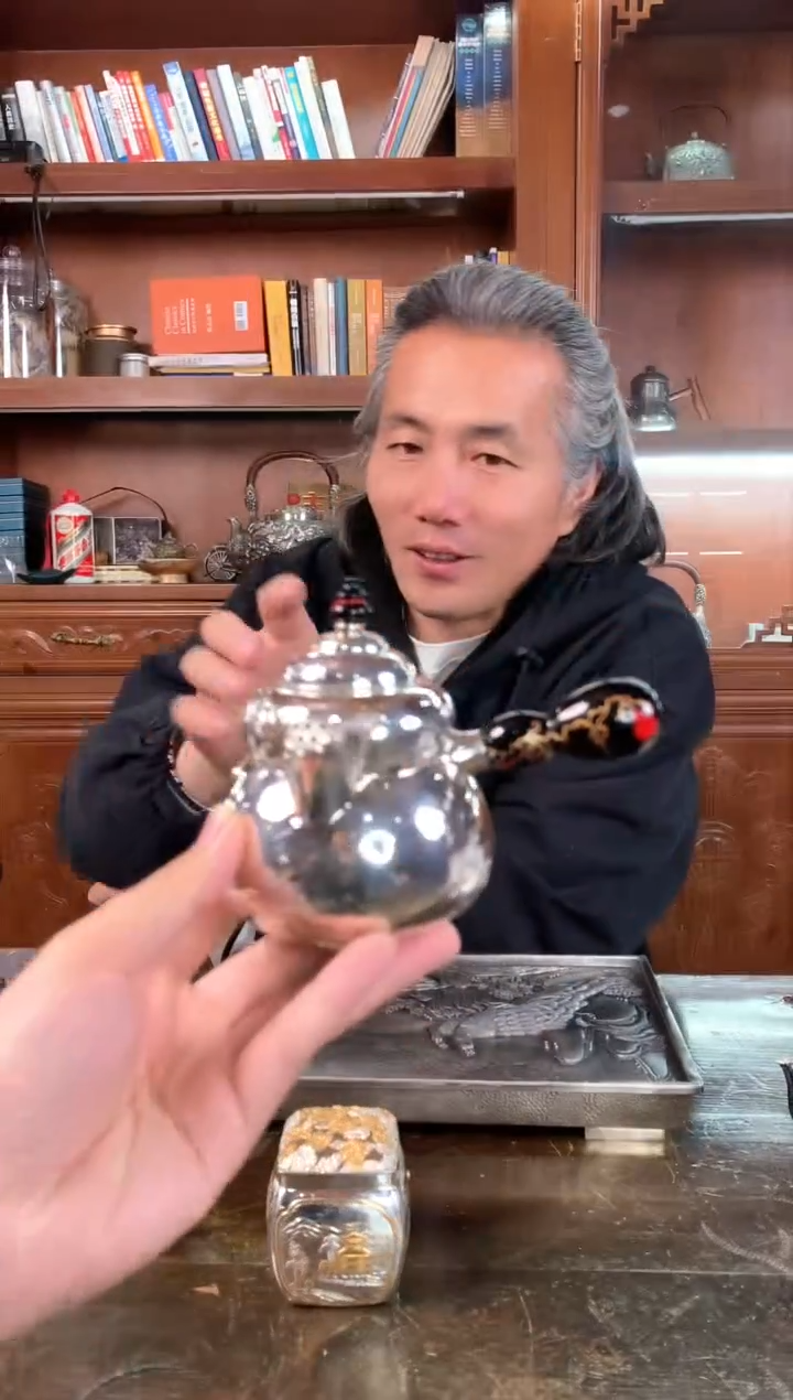 【闪购商品】足银999大漆侧把葫芦精工泡茶壶