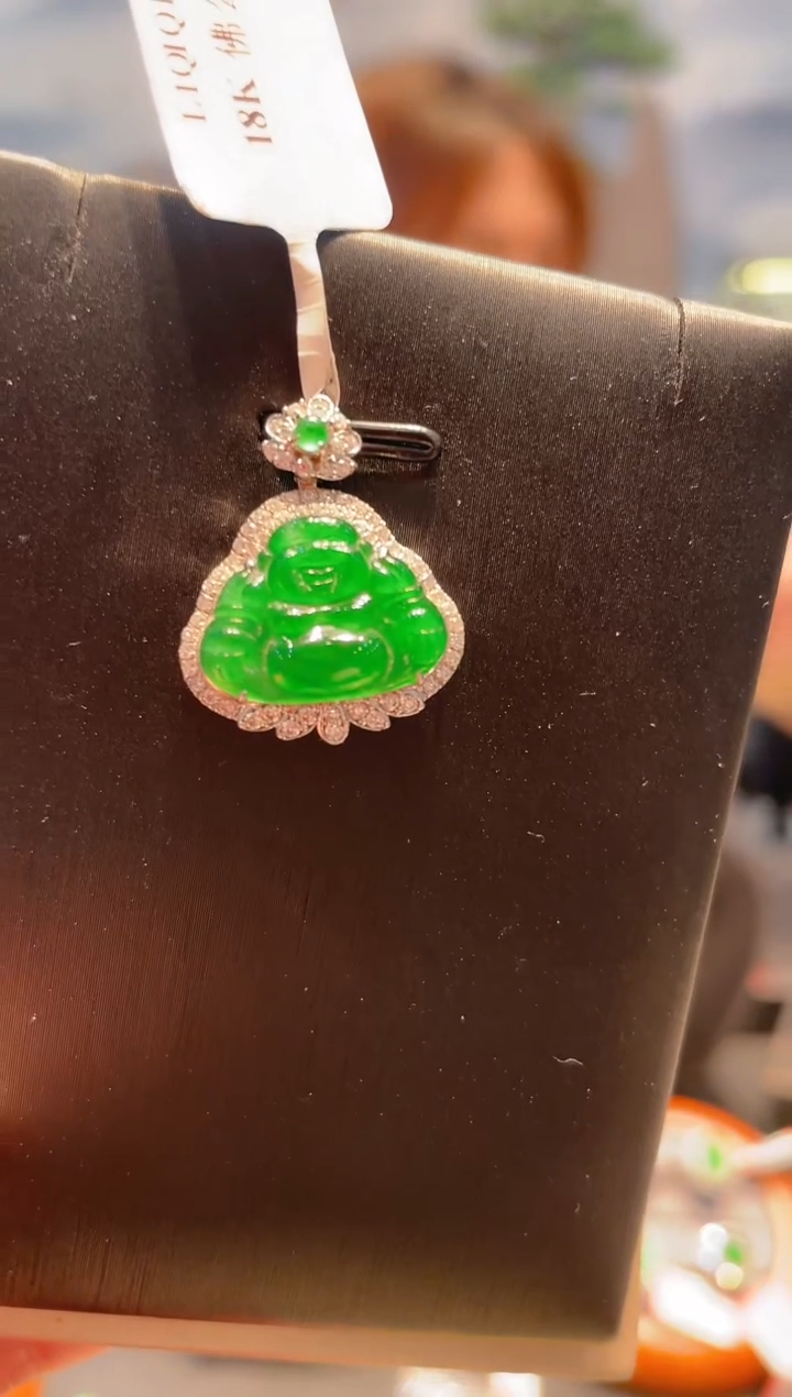 【闪购商品】翡翠颈饰18K金镶嵌A84天然A货翡翠