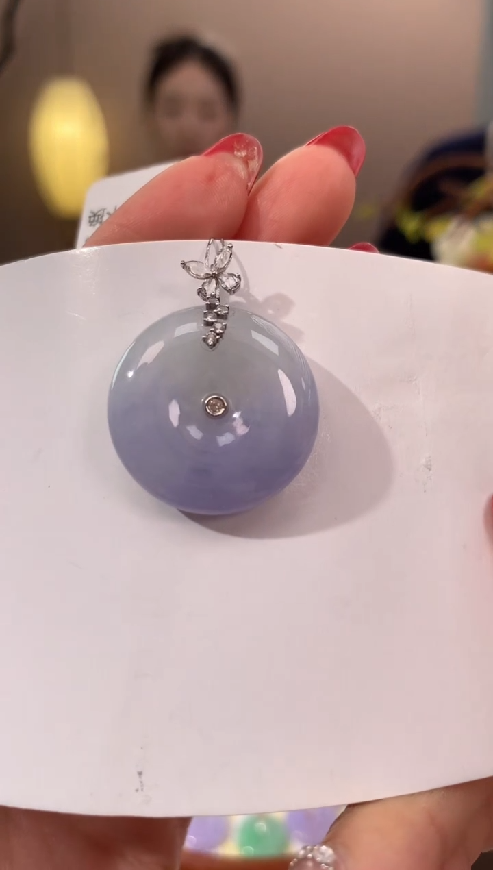 【闪购商品】翡翠颈饰18K金镶嵌天然缅甸a货翡翠