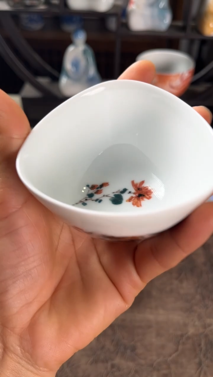 景德镇文祥窑手工釉下彩陶瓷单杯