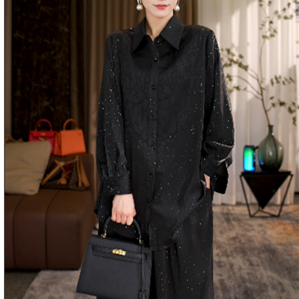 单上衣丨一枝春丨秋季端庄宽松提花减龄长袖上衣-1378#