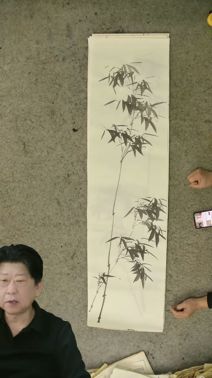 国画四尺对开  墨竹条屏 34*138cm