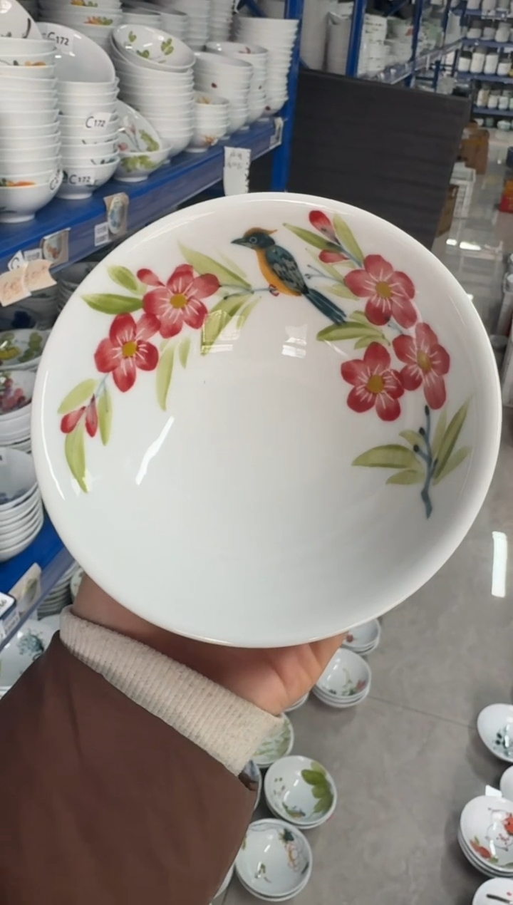 瓷片景德镇高温陶瓷食品级手绘釉中彩-壮壮碗