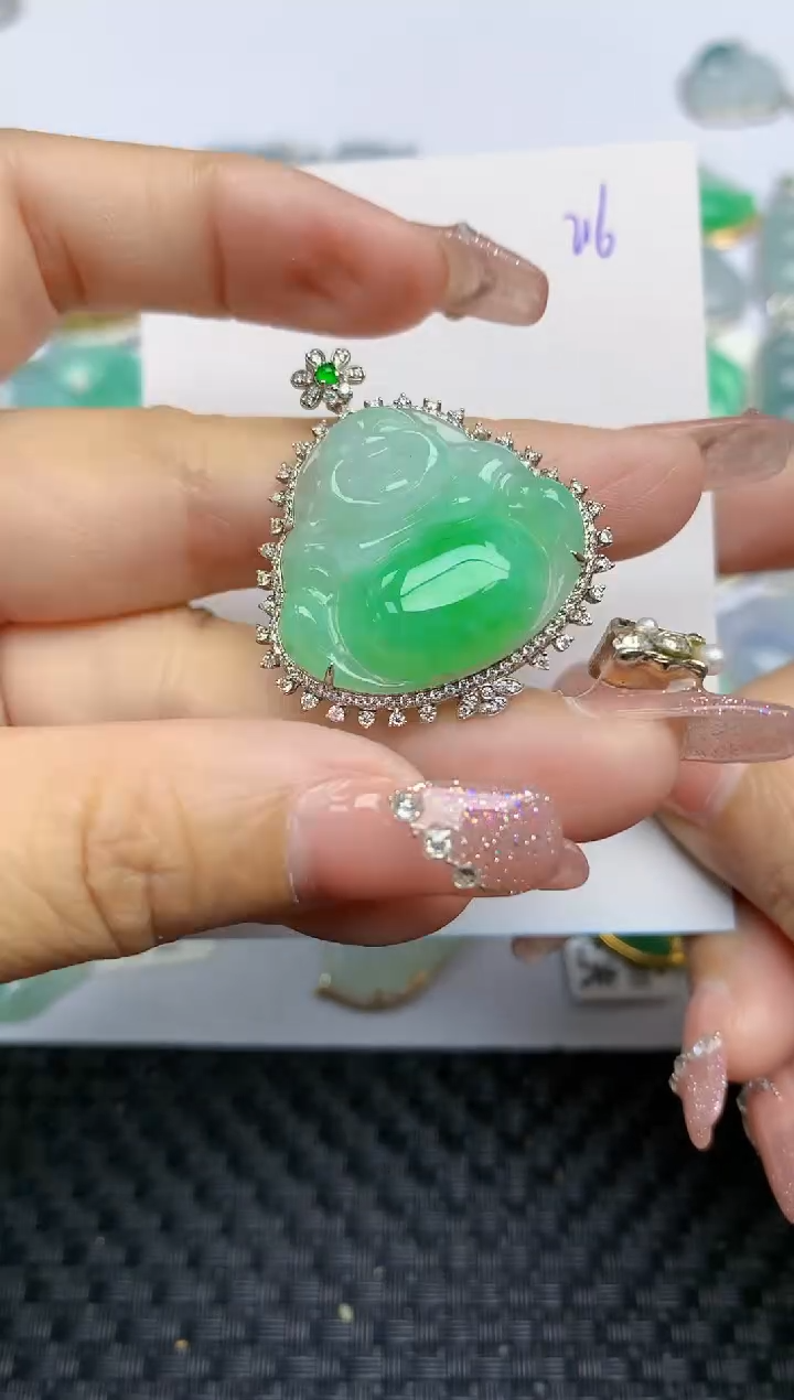 【闪购商品】翡翠颈饰18K金镶嵌天然A货翡翠 216