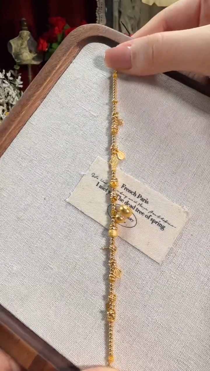 【闪购商品】淡水珍珠手绳18K金镶嵌全金盘缠葫芦手链