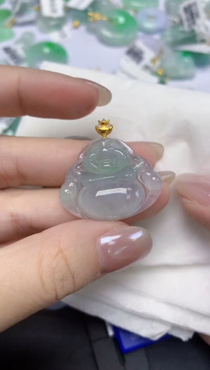 翡翠18K金镶嵌颈饰天然缅甸翡翠A货百元以上9元证书费自理