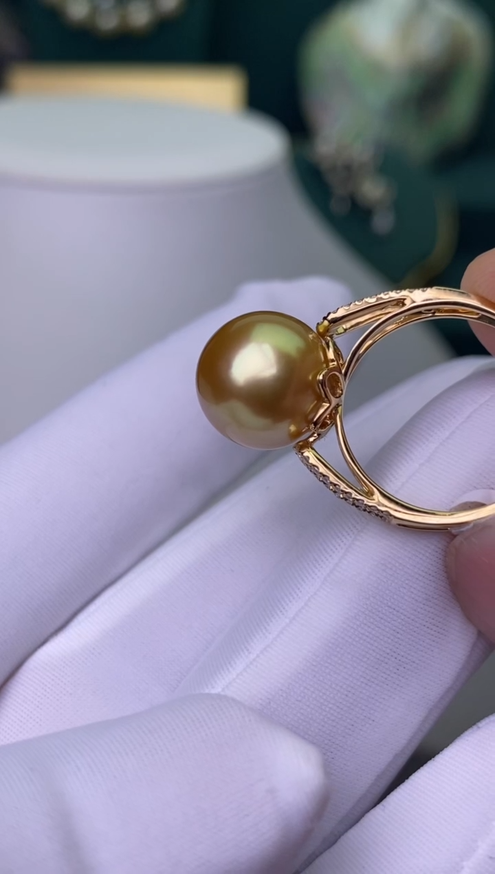 【闪购商品】海水珍珠戒指18K金镶嵌12
