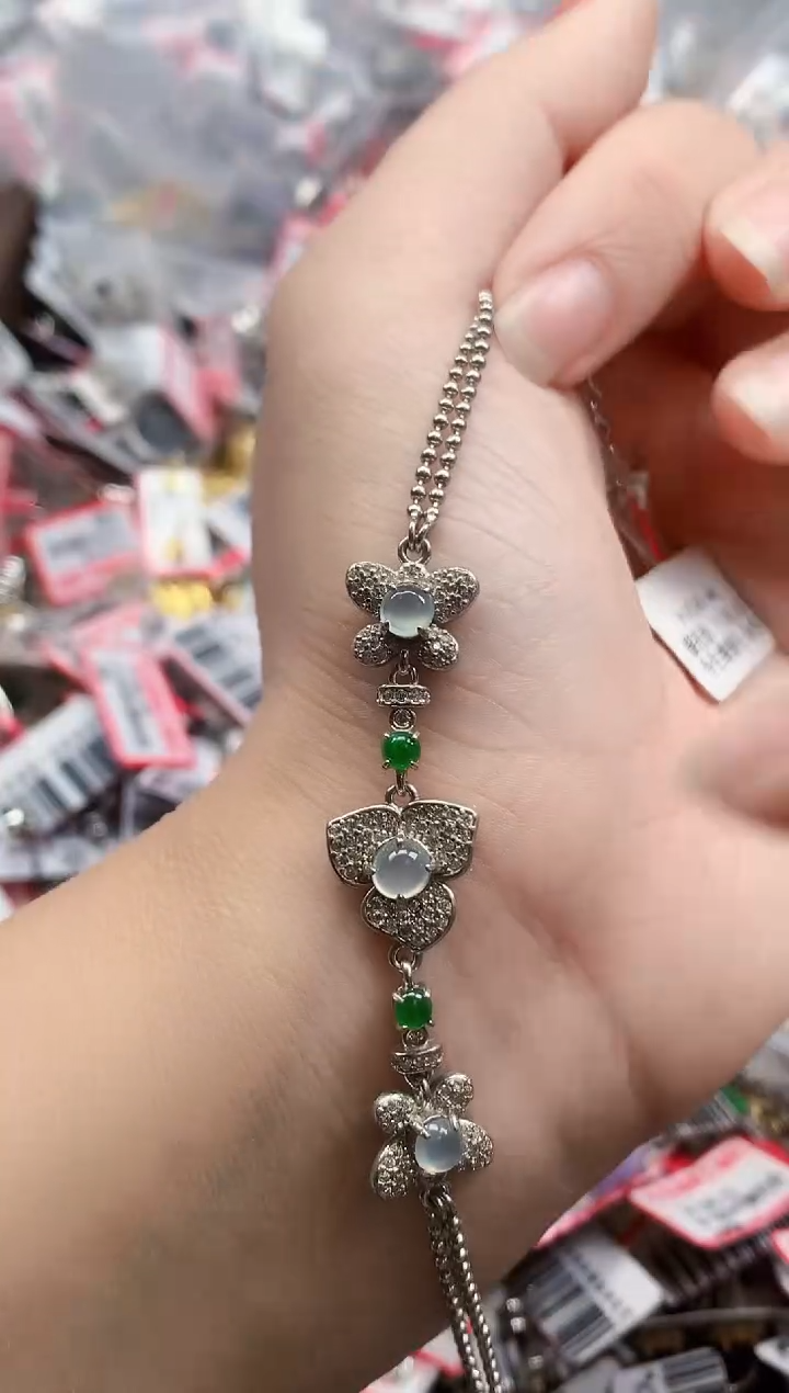 银S925镶嵌戒指翡翠天然A货缅甸翡翠