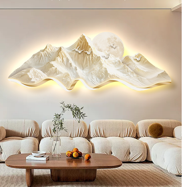 背靠金山挂画客厅背景墙挂画现代简约沙发背墙装饰画山水墙壁挂画