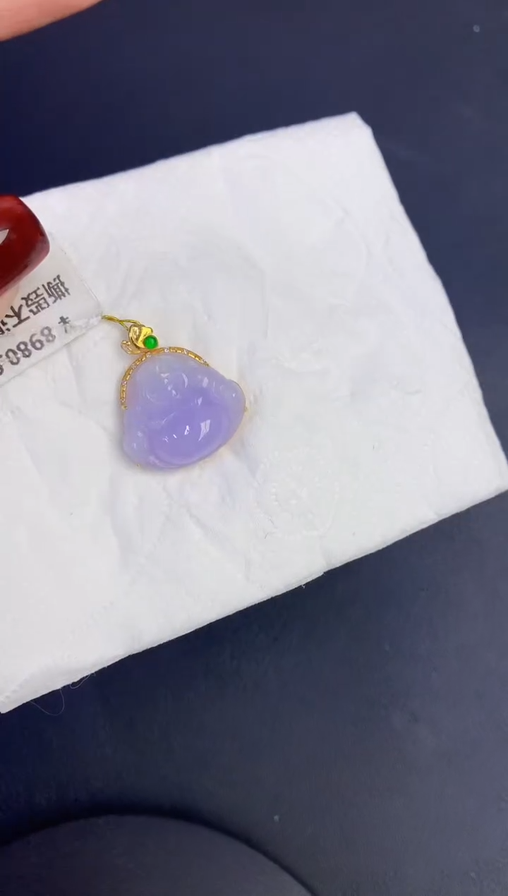 颈饰18K金镶嵌翡翠缅甸天然翡翠a货