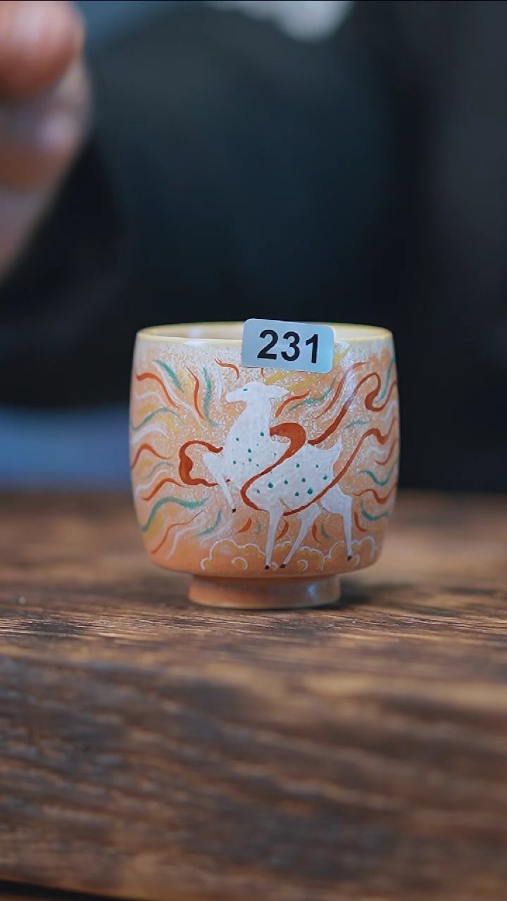 【闪购商品】231景德镇手绘九色鹿窑变杯