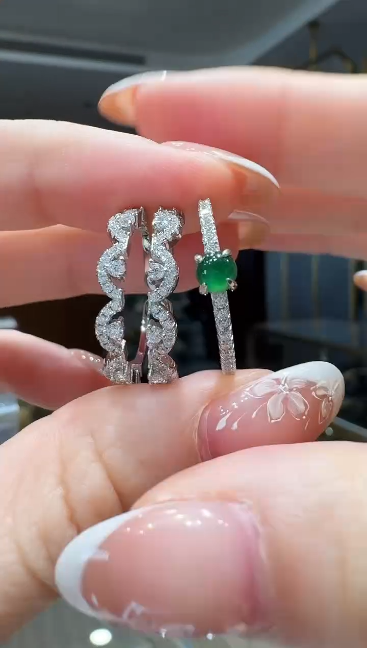 银S925镶嵌戒指翡翠戒指